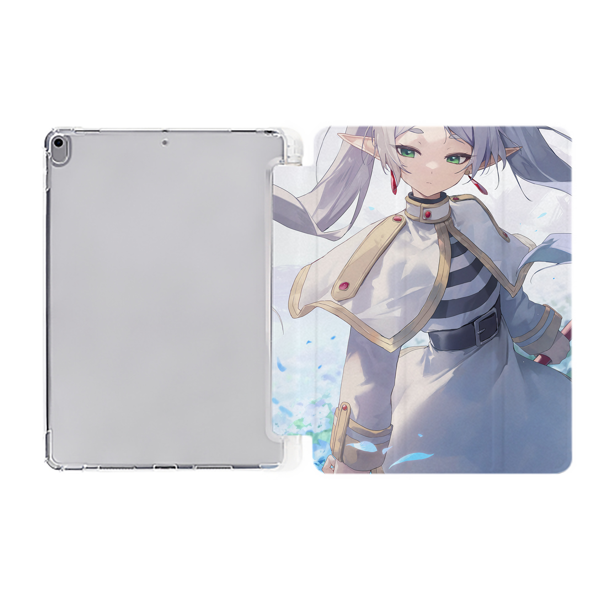 （画像用） 葬送のフリーレン Frieren IPad ケース ペン収納付き 三つ折りスタンド PUレザー×シリコン 対応機種9.5/10.5/10.9インチ